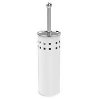 Ершик SIMPLE LINE для унитаза цилиндрический, в корпусе, напольный, с перфорацией, белый/хром, Sapho