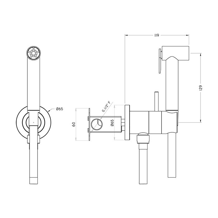 Гигиенический душ, Cisal, Shower, шланг-есть, длина шланга, мм-1200, прогрессивный картридж, держатель-в комплекте, цвет-никель полированный