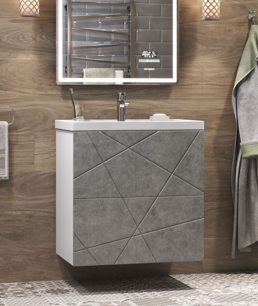 Тумба с раковиной напольная VIGO Geometry tn.bsf.GEO.FOS.60.2Y бетон, 60 см, артикул tn.bsf.GEO.FOS.60.2Y бетон-com