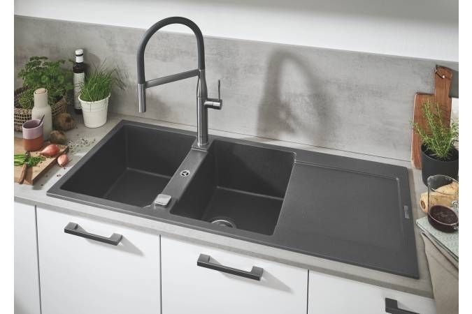 Мойка GROHE K500 с 2 чашами, 1160 x 500 мм, серый гранит (31647AT0) Мойка GROHE K500 с 2 чашами, 1160 x 500 мм, серый гранит (31647AT0)