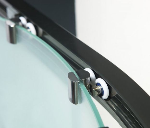 Душевой уголок Cezares Retro R-2 Scorrevole 100x100 RETRO-A-R-2-100-SCORREVOLE-CP-G профиль Золото стекло прозрачное с матовым узором