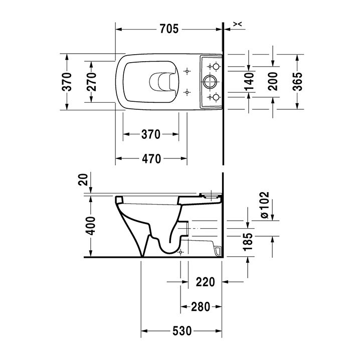 Duravit DuraStyle Бачок для унитаза моноблок, подключение снизу слева, (экономичный слив воды 4,5 л),цвет белый
