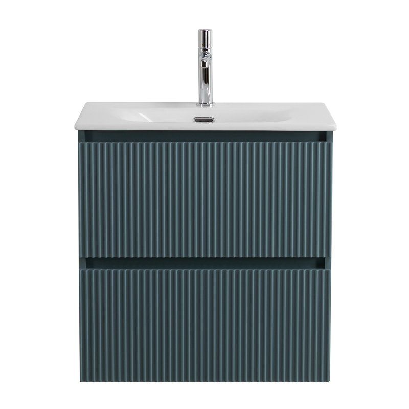 UNO-MINI База под раковину подвесная с фрезерованными ручками по всей длине фасада с двумя выкат. ящ, Bianco Opaco, 600x395x608, UNO-MINI-600-2C-SO-BO, артикул UNO-MINI-600-2C-SO-BO