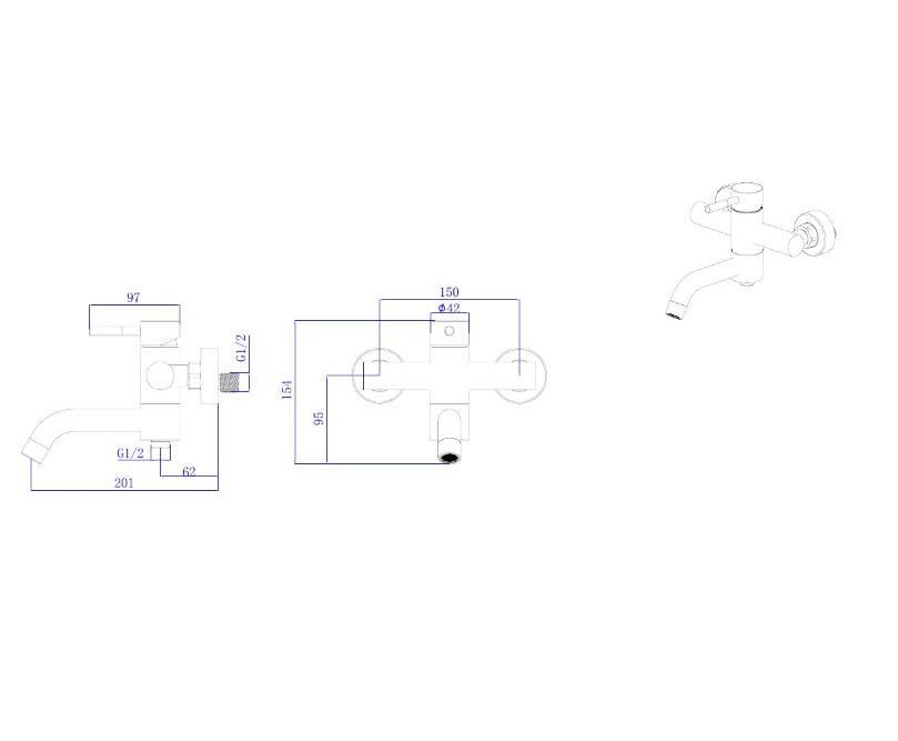 Смеситель для ванны RUSH Melos с коротким изливом (SUS1101-44), артикул SUS1101-44