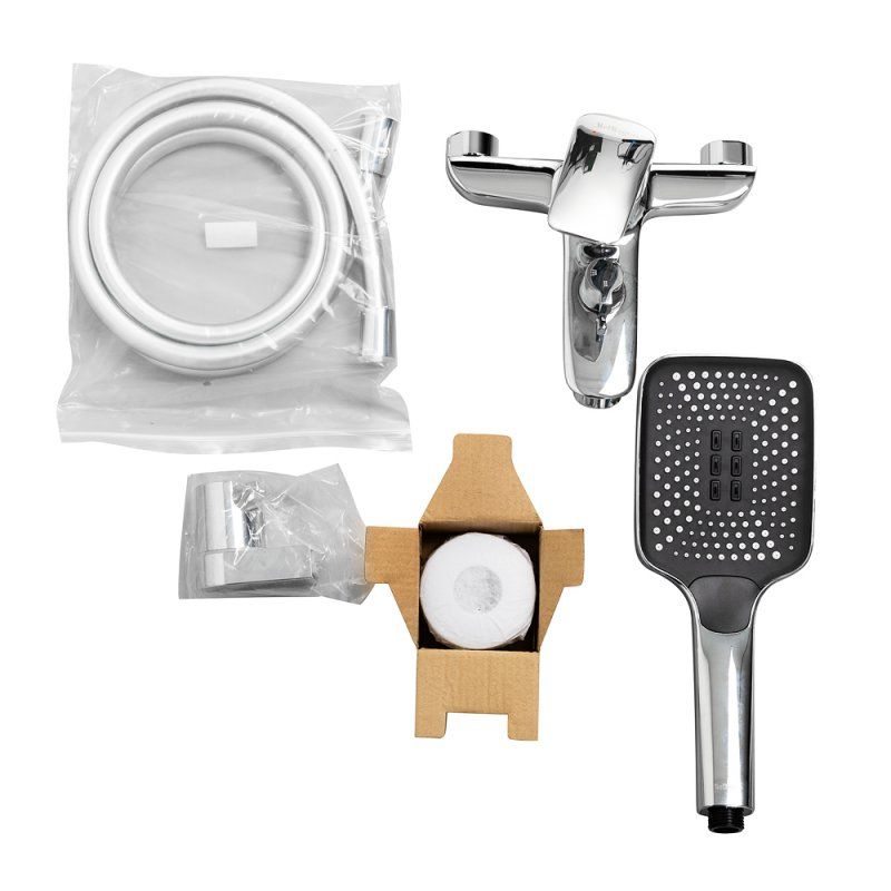 DUE Смеситель для ванны и душа в комплекте с ручным душем, шлангом и держателем, хром DUE-VASM-CRM, артикул DUE-VASM-CRM