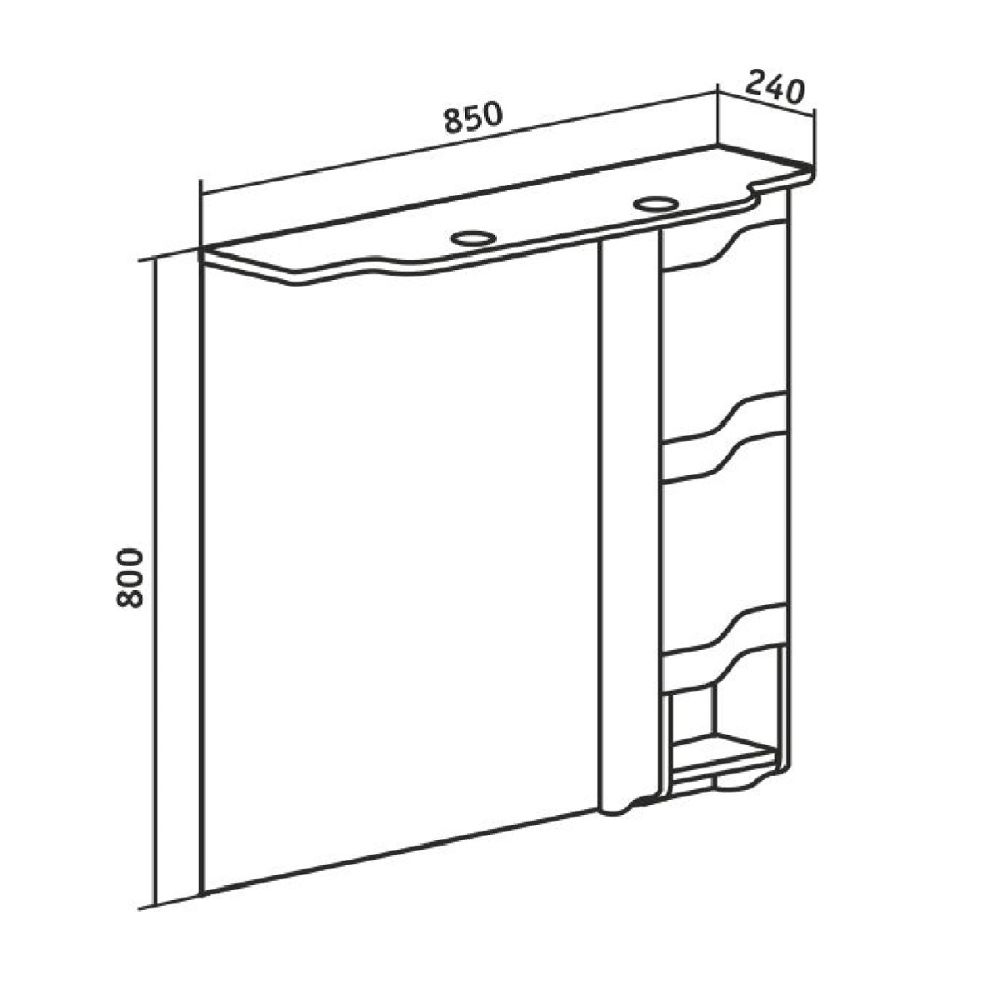 Зеркальный шкаф Runo правый Стиль 85 (00000001116), артикул 00000001116