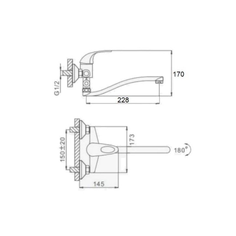 Смеситель для ванны D-Lin D140430, хром