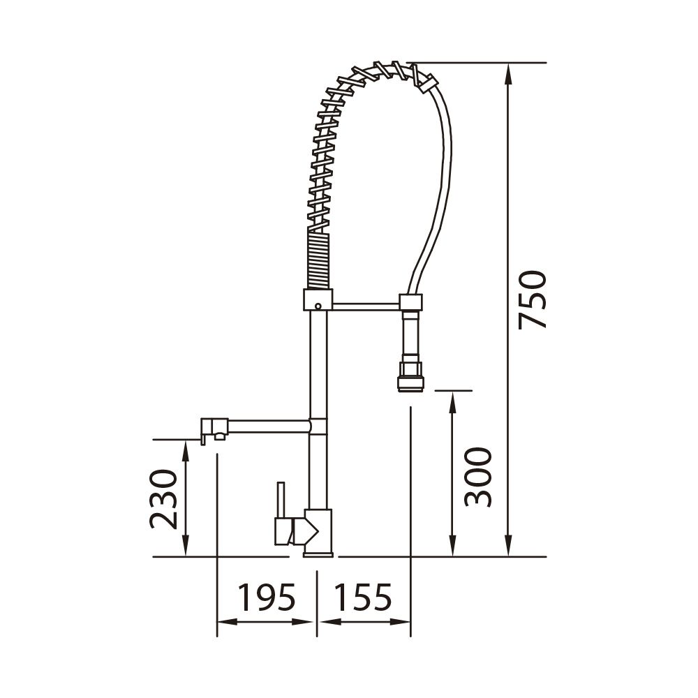 CHEF Смеситель для кухни 750мм, съемный излив, с доп. боковым изливом, ec1, хром CHEF Смеситель для кухни 750мм, съемный излив, с доп. боковым изливом, ec1, хром