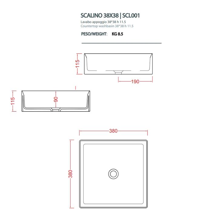 Artceram SCALINO Раковина настольная 38x38 см, цвет cream (фактура - необработанная глина)