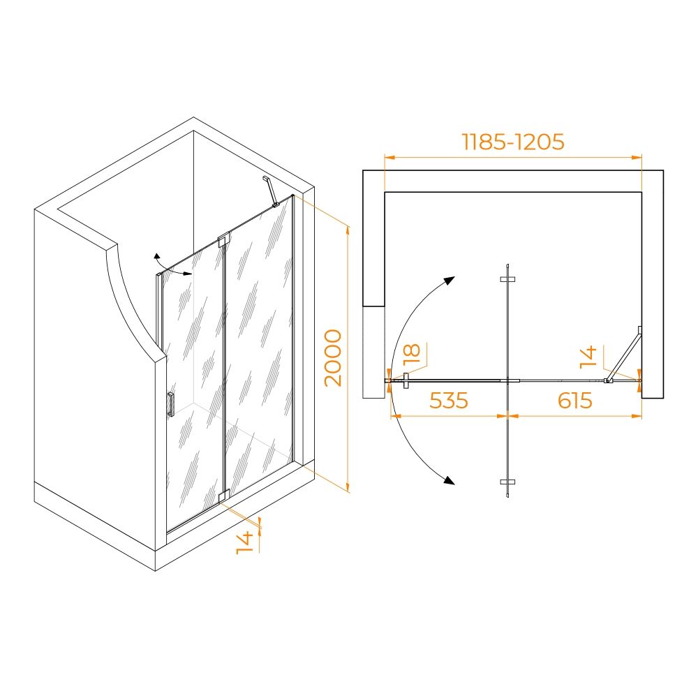 Душевая дверь RGW HO-014 (Прозрачное, 1200)