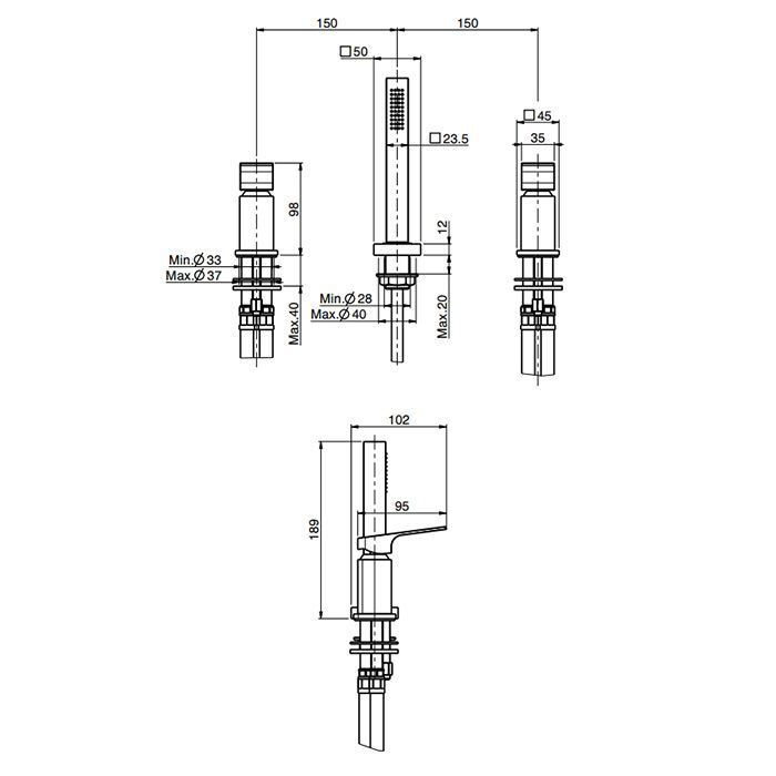 Fima Carlo Frattini Fit Смеситель на борт ванны, на 3 отв., с ручным душем, цвет: хром Fima Carlo Frattini Fit Смеситель на борт ванны, на 3 отв., с ручным душем, цвет: хром