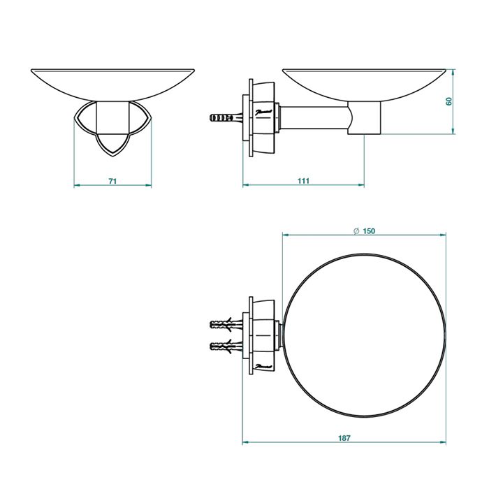 THG PETALE DE CRISTAL ROUGE Мыльница металлическая ø150 мм., подвесная, цвет полированное золото