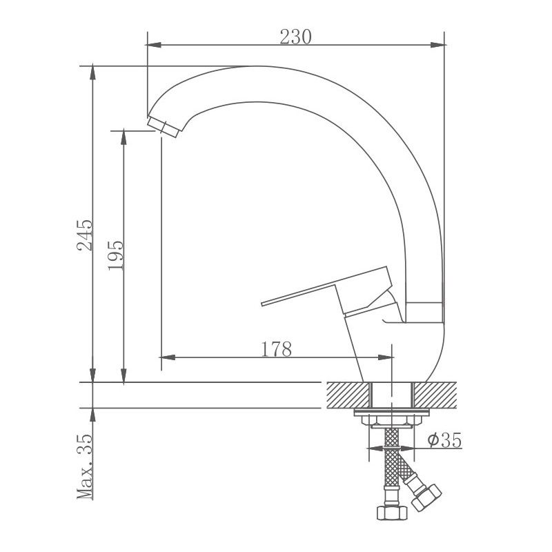 Смеситель для кухни Haiba HB41801-2, сталь