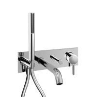 Смеситель для ванны и душа, Fantini, Nostromo, тип открывания воды-однорычажный, тип установки-встраиваемый, отверстия для монтажа-4, вынос излива, мм-200, комплектация-ручка, автоматический переключатель на 2 потока, ручная лейка SUN, шланговое подсоедин