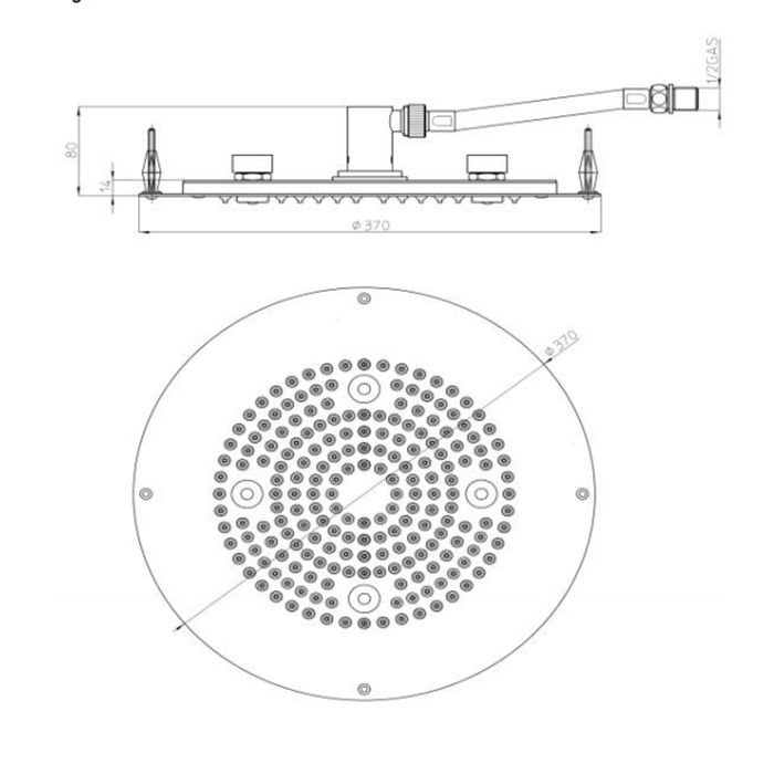 BOSSINI DREAM-OKI Верхний душ Ø 370 mm, с 4 LED RGB, блок питания/управления, Cromoterapia, цвет: хром