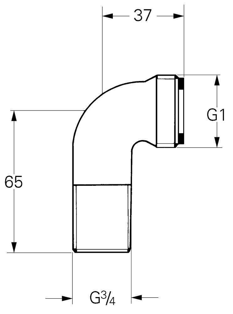 Уголок подключения 3/4 x 1 GROHE, хром (12477000) Уголок подключения 3/4 x 1 GROHE, хром (12477000)