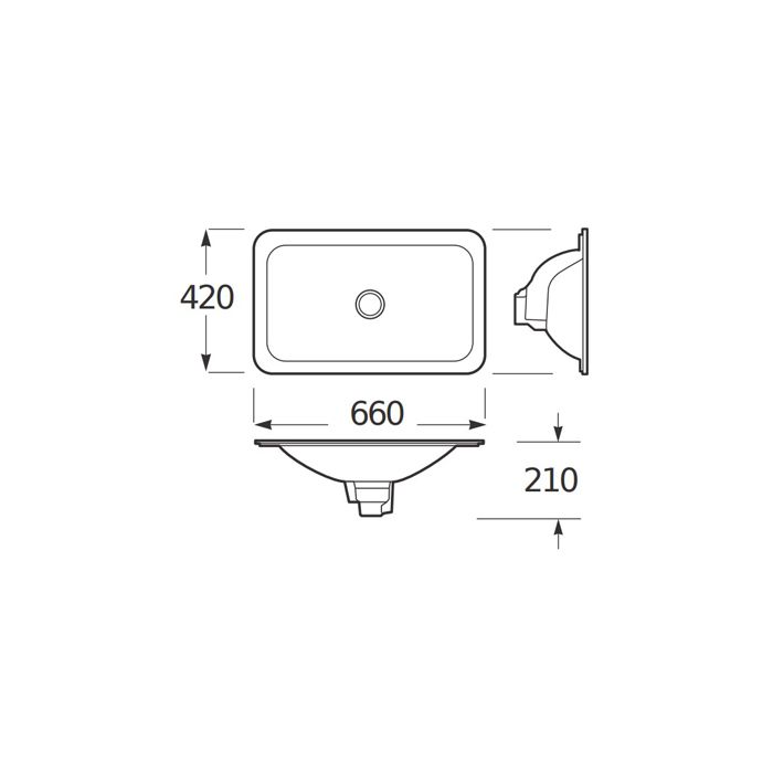 Armani Roca Baia Раковина встраиваемая сверху 66x42см без отв. под смеситель, со скр. переливом, цвет: greige