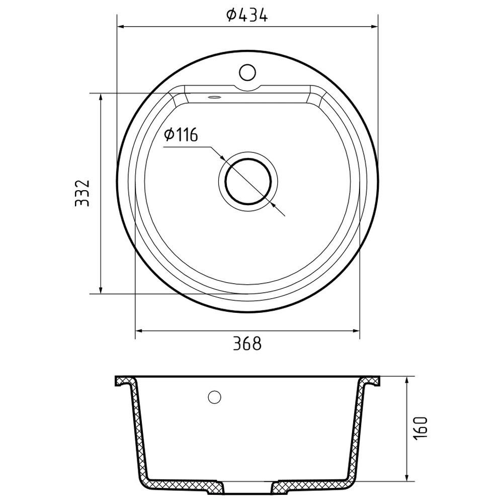 Кухонная мойка GranFest SMART 435, бежевый, артикул 435 бежевый