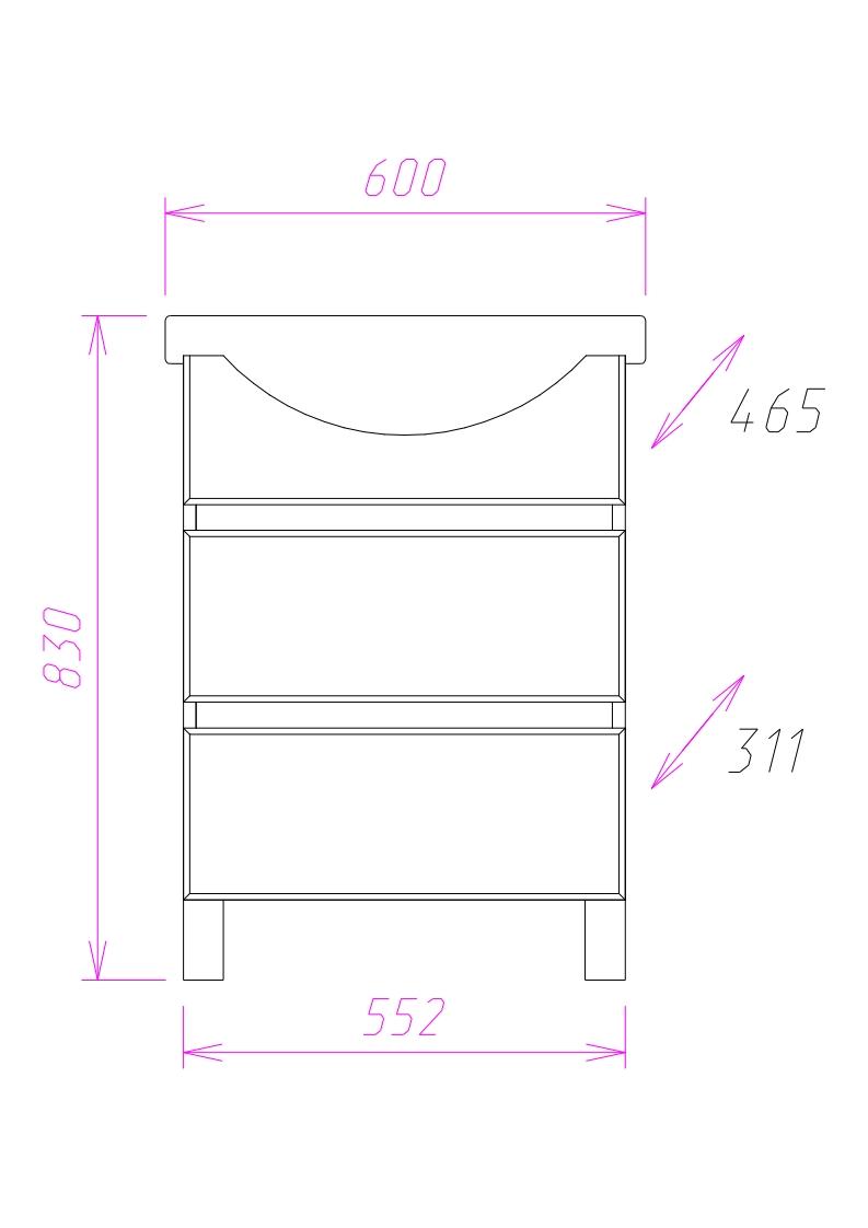 Тумба Onika Элита 60 напольная, белая (ум. Грация 60)