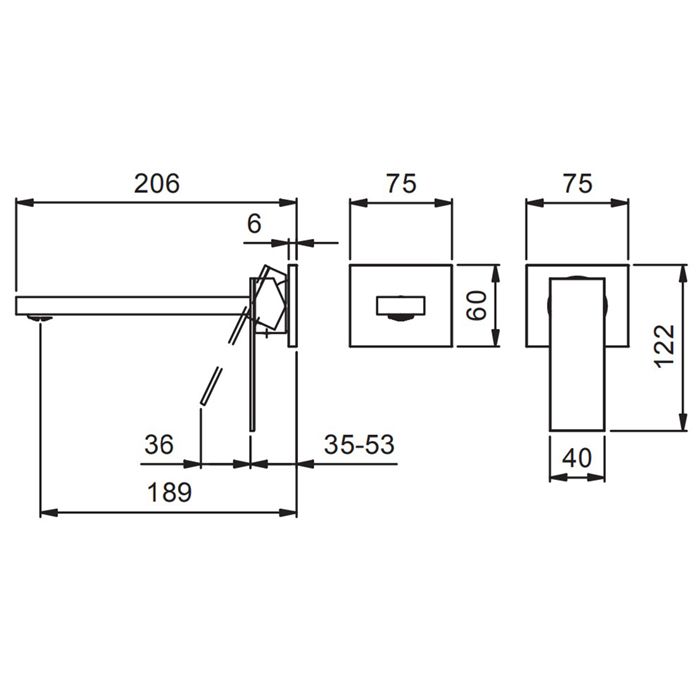 Fantini Mint Смеситель для раковины,встраиваемый, на 2 отв, без донного клапана, излив 190мм (наружняя часть), цвет: нержавеющая сталь