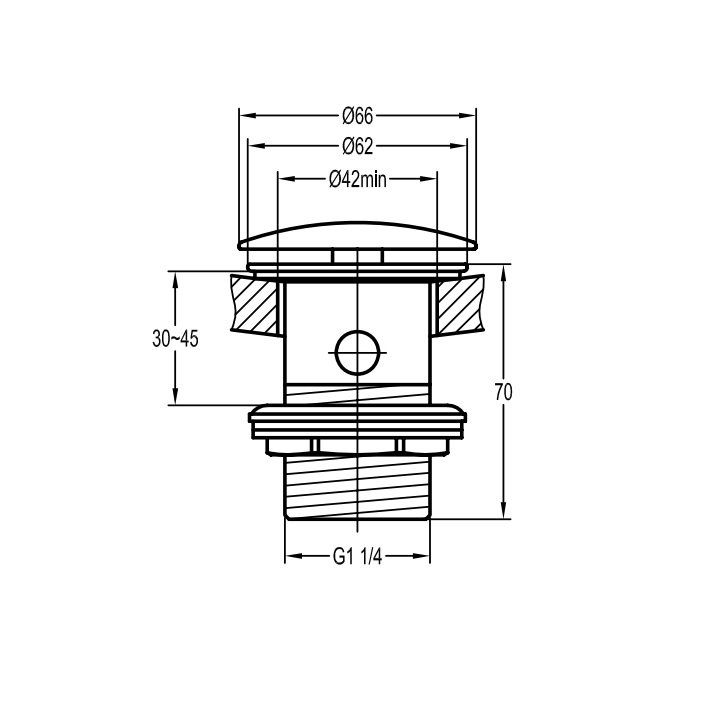 Донный клапан с системой &quot;Клик-клак&quot; с переливом, брашированное золото ECO-SAT-BORO