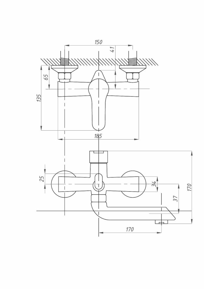 Смеситель для ванны с душем FAUZT FZs-243-B101 тип См-ВОРНШлА, артикул FZs-243-B101