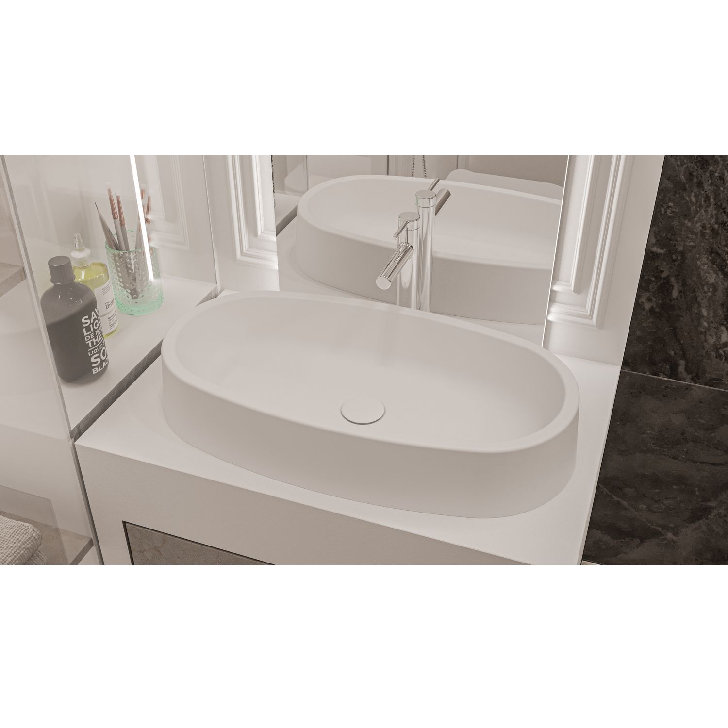 Умывальник WHITECROSS Obsidian C 65x35 (белый мат) иск. камень Умывальник WHITECROSS Obsidian C 65x35 (белый мат) иск. камень