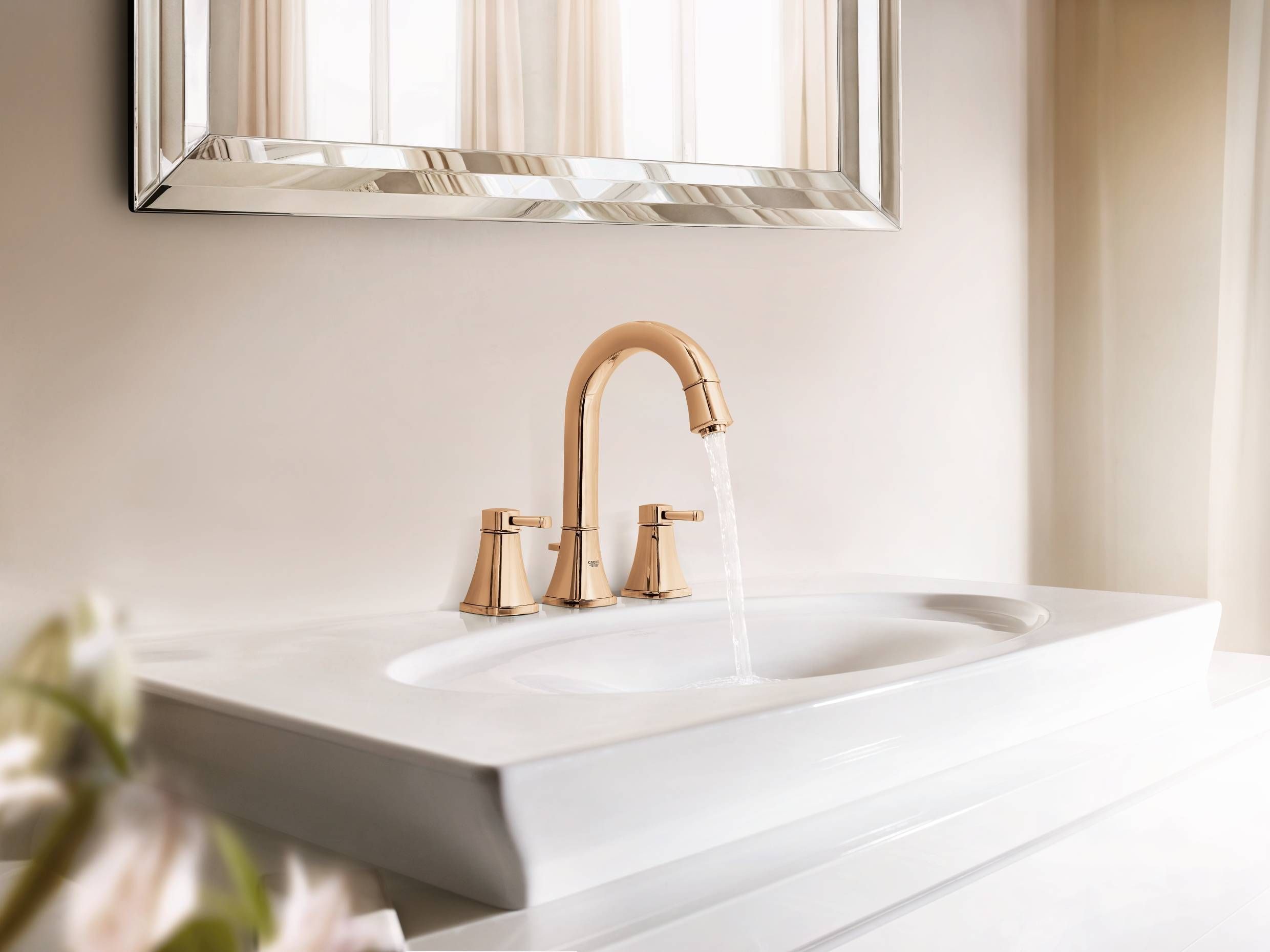 Смеситель для раковины GROHE Grandera на 3 отверстия с донным клапаном, высокий излив, теплый закат глянец (20389DA0) Смеситель для раковины GROHE Grandera на 3 отверстия с донным клапаном, высокий излив, теплый закат глянец (20389DA0)