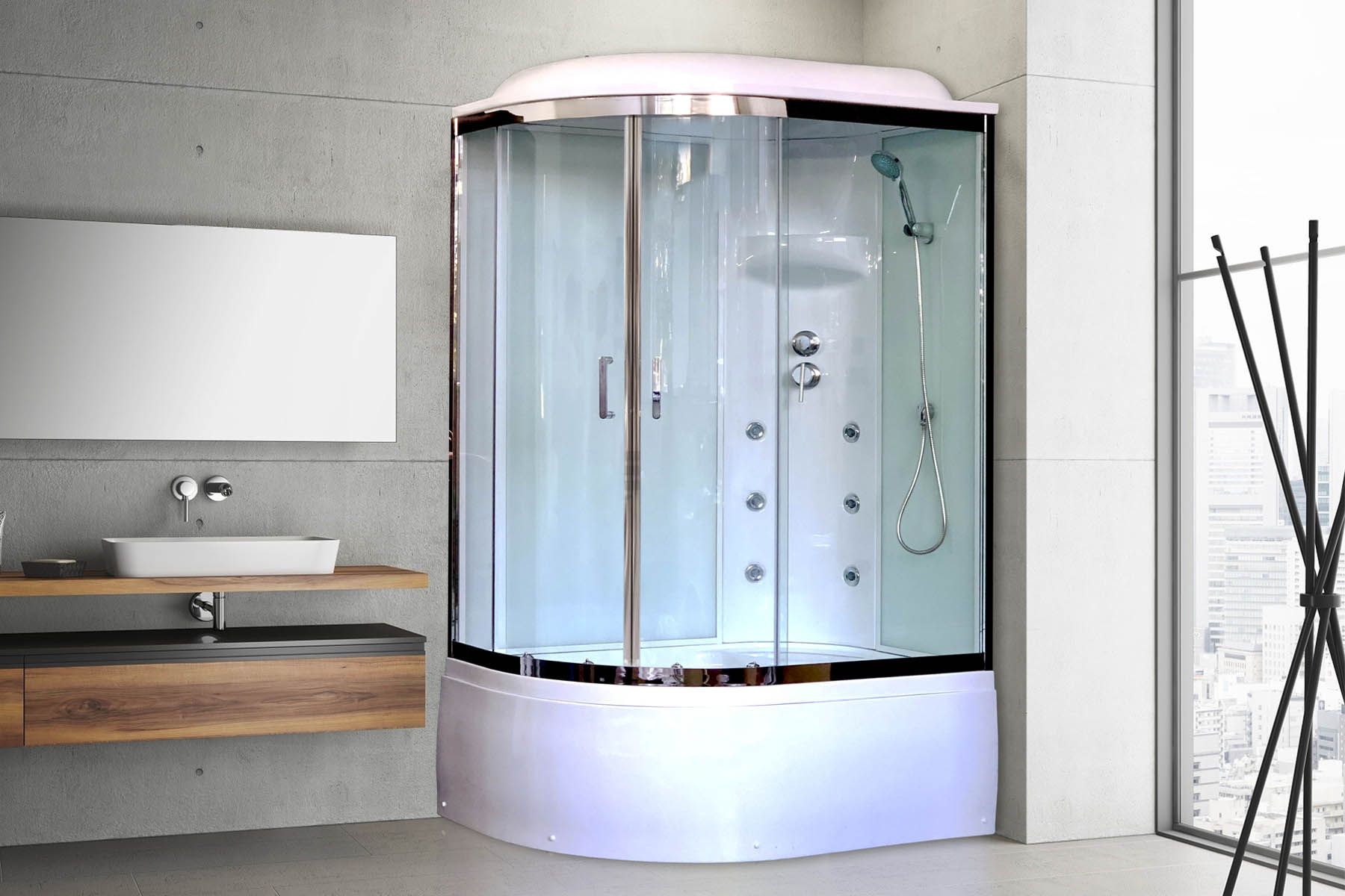 Душевая кабина Royal Bath RB 8120BK3-WT-CH (белое/прозрачное) правая Душевая кабина Royal Bath RB 8120BK3-WT-CH (белое/прозрачное) правая