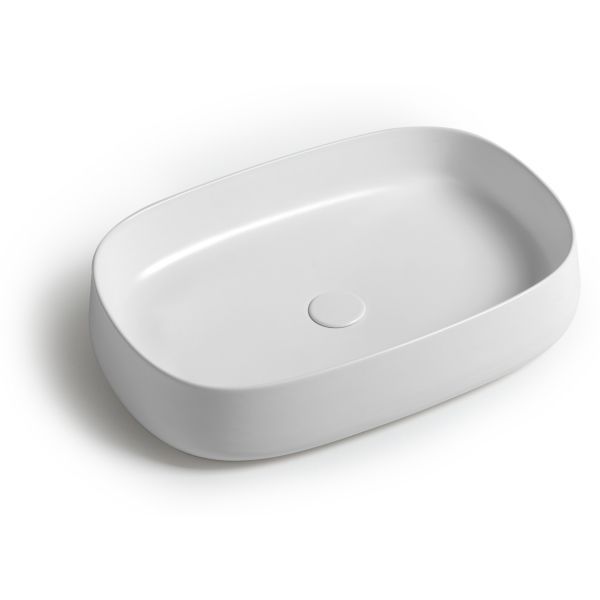 White Ceramic Jumper, накладная прямоугольная раковина 60x40x13h см, цвет белый глянцевый