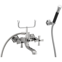 CISAL Cherie Смеситель двухвентильный настенный для ванны/душа с ручной лейкой,держателями и шлангом, цвет хром/черный матовый
