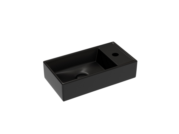 Умывальник подвесной прямоугольный (чаша слева, отверстие под смеситель справа) цвет черный матовый Элемент (Element) 407x217x100