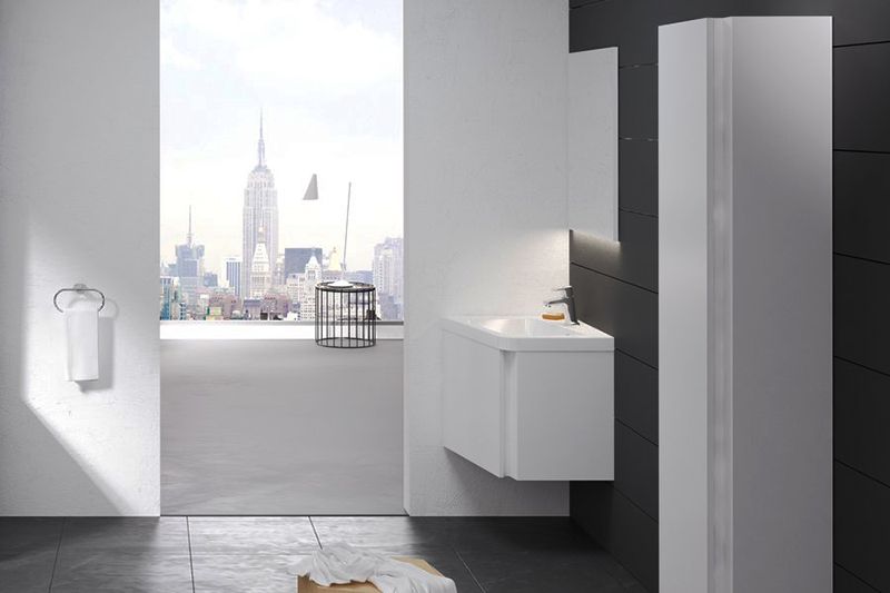 Тумба под раковину Ravak SD 10° 55 угловая белая глянцевая, в правый угол