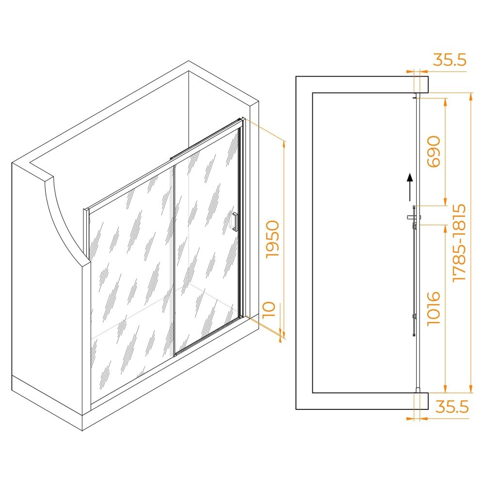 Душевая дверь RGW PA-017 (Матовое-Сатинат, 1800)