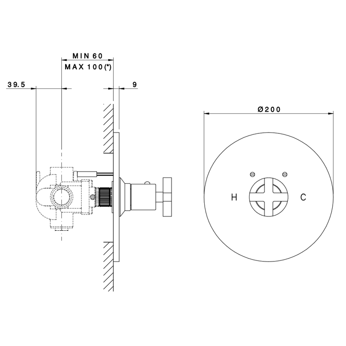 Nicolazzi Termostatico Внешняя часть встраиваемого смесителя, 3/4” без запорного вентиля, цвет: хром, артикул 4914CR27