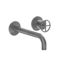 Fantini Fontane Bianche Смеситель для раковины, встраиваемый, на 2 отв., без донного клапана, излив 150мм, (наружняя часть), цвет: Matt Gun Metal PVD