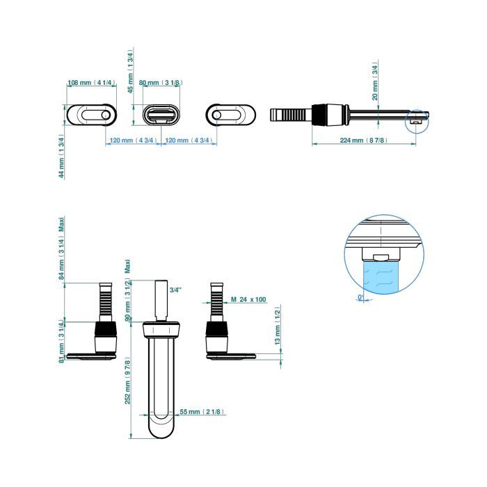 THG CORVAIR A MANETTES FIOR DI BOSCO Смеситель для раковины настенный, c 2 вентилями, внешняя часть, цвет Blush PVD