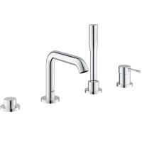 Смеситель для ванны GROHE Essence+ на 4 отверстия с душевым гарнитуром и изливом (на бортик ванны), хром (19578001)