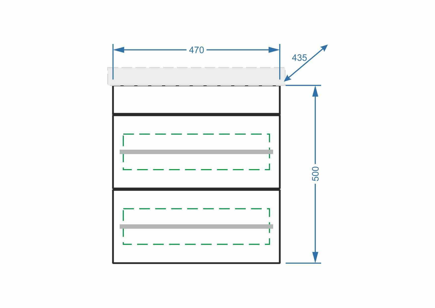 Тумба подвесная "Ванесса 50", 2 ящ., Сомо 50
