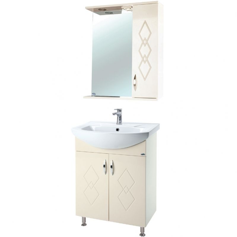 Зеркало со шкафом Bellezza Элеганс 50 R 4618606521070 с подсветкой Бежевое