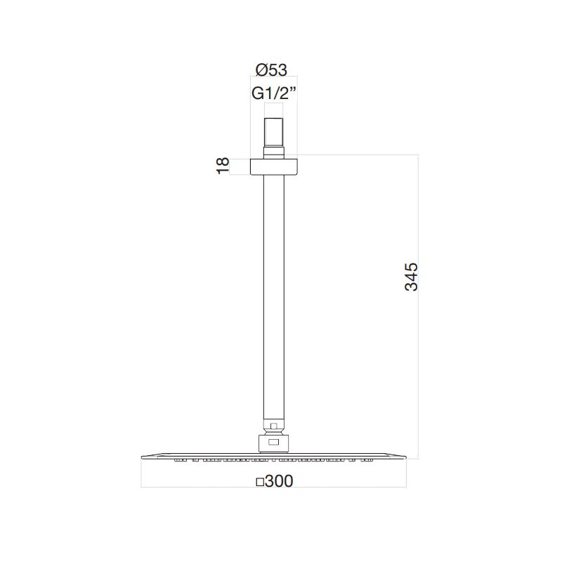 Верхний душ ультратонкий с кронштейном Fiore 30CR8661, хром