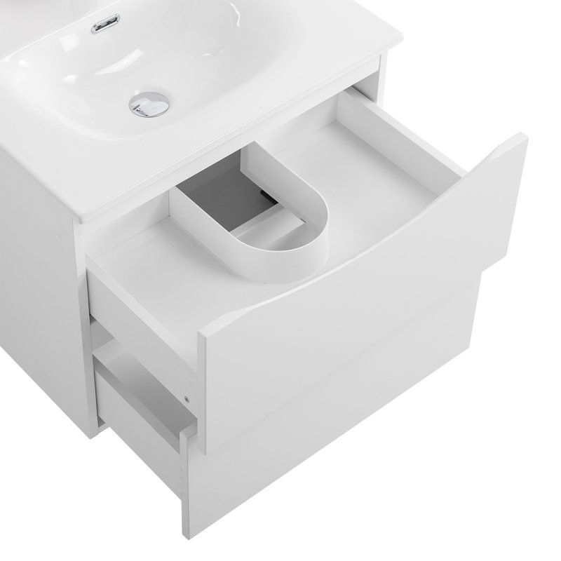 MARINO-CER-N База под раковину подвесная с двумя выкатными ящиками, Bianco Lucido, 696x455x500, MARINO-CER-N-700-2C-SO-BL-P, артикул MARINO-CER-N-700-2C-SO-BL-P