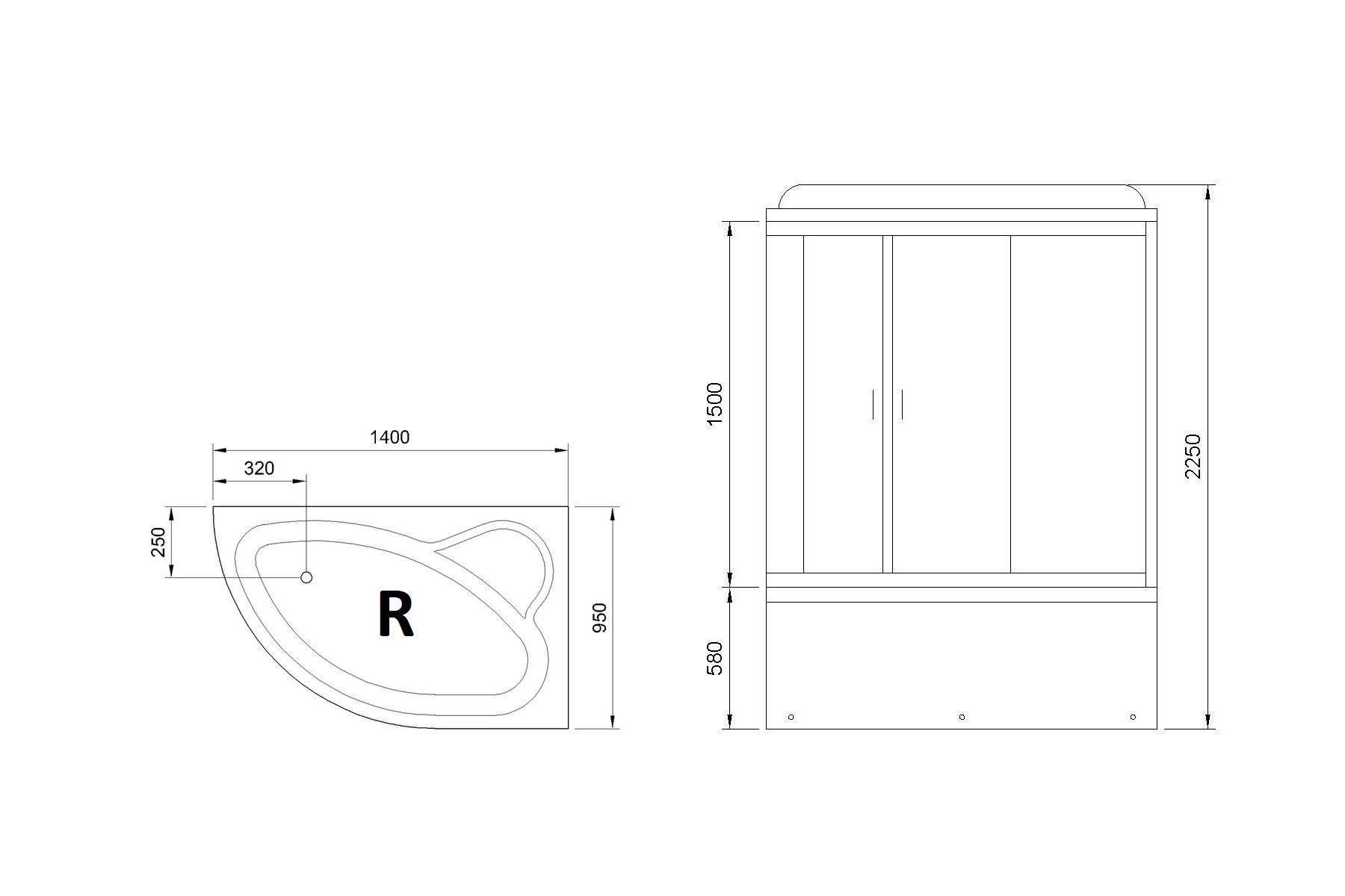Душевая кабина Royal Bath RB 140ALP-C (матовое) правая Душевая кабина Royal Bath RB 140ALP-C (матовое) правая