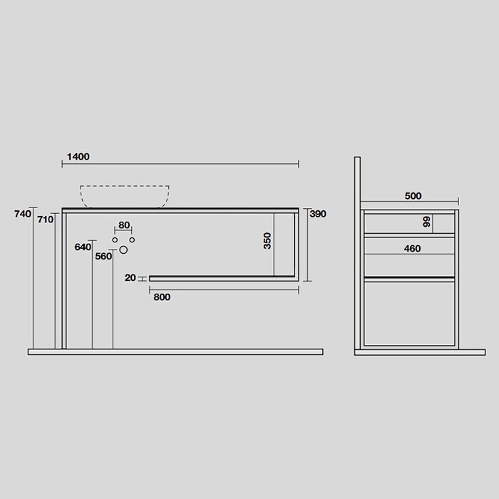 KERASAN LOUISE Структура металлическая подвесная 140х74 см, нерж сталь, с полкой, с отв под раковину, с полотенцедерж,цвет черный матовый