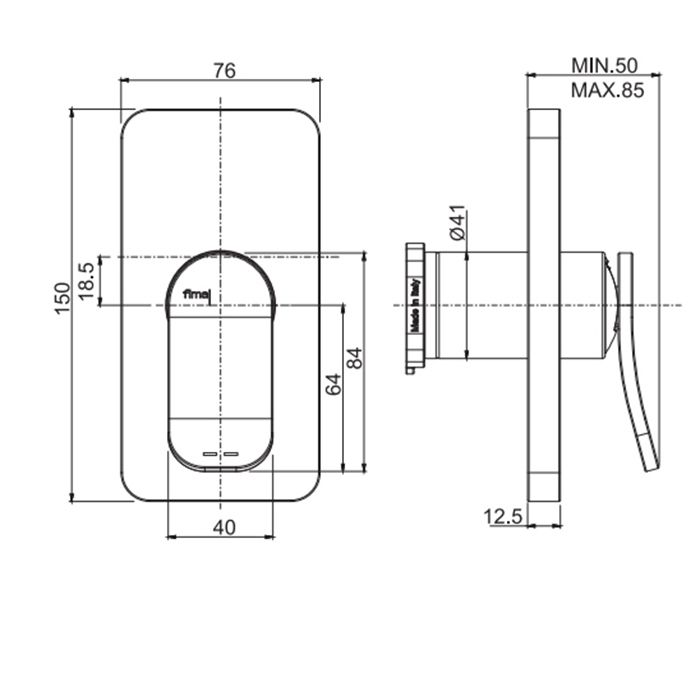 Fima Carlo Frattini Flo Смеситель для душа, встраиваемый, цвет: чёрный матовый