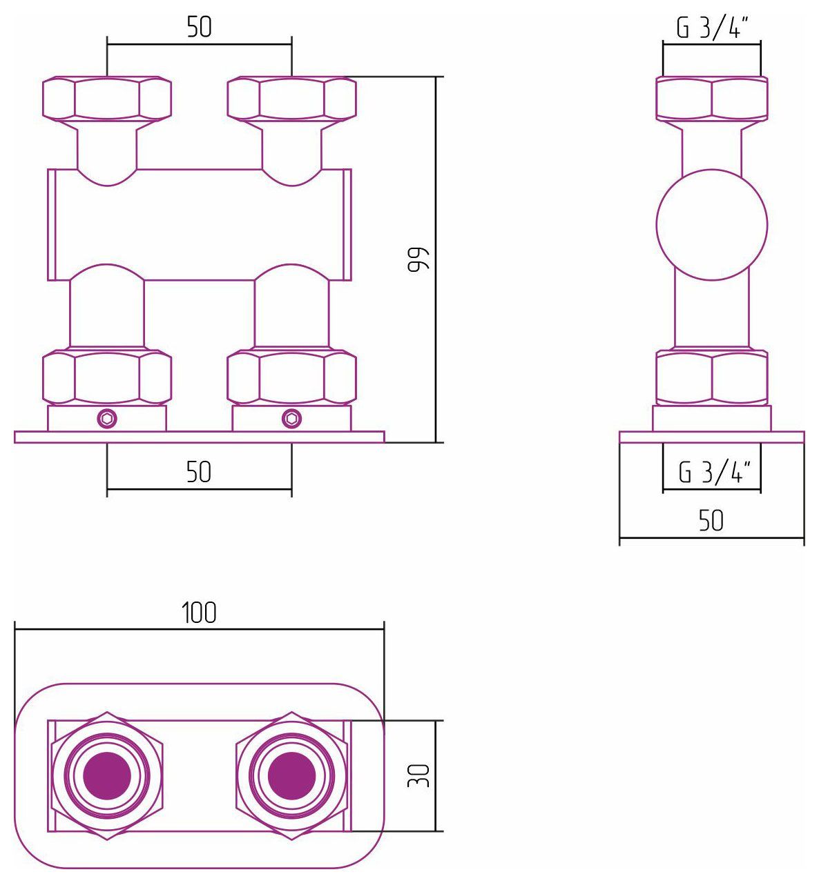 Модуль, Сунержа, прямой EU50, для отопительных приборов, ширина,мм-100, глубина,мм-50, высота,мм-99, присоединение-2 х НГ G 3/4" / 2 х НГ G 3/4", материал-нержавеющая сталь, цвет-белый Модуль, Сунержа, прямой EU50, для отопительных приборов, ширина,мм-100, глубина,мм-50, высота,мм-99, присоединение-2 х НГ G 3/4" / 2 х НГ G 3/4", материал-нержавеющая сталь, цвет-белый
