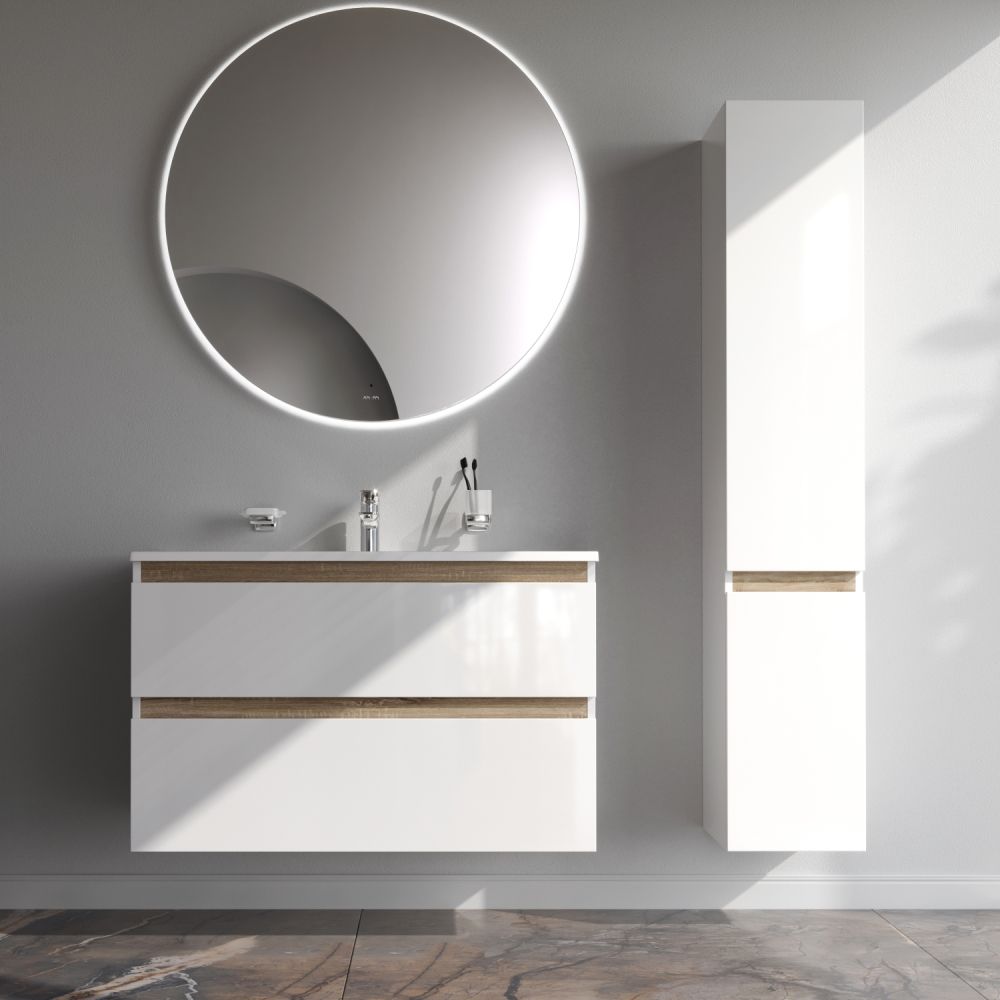 M85AFHX1002WG X-Joy, База под раковину, подвесная, 100 см, 2 ящика, белый глянец