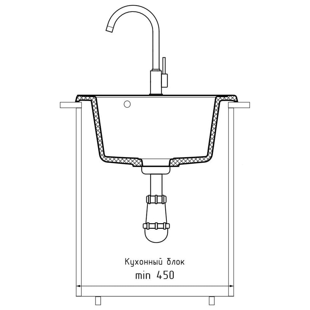 Кухонная мойка GranFest QUARZ 8, темно-серый, артикул 08 темно-серый