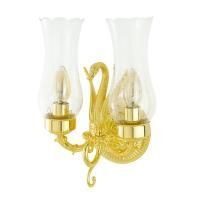 LUXOR Светильник настенный двойной (большая розетка), плафоны стекло/золото