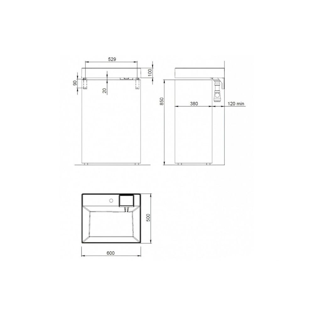 Раковина над стиральной машиной Maretti KA13SM12-844, белая, артикул KA13SM12-844